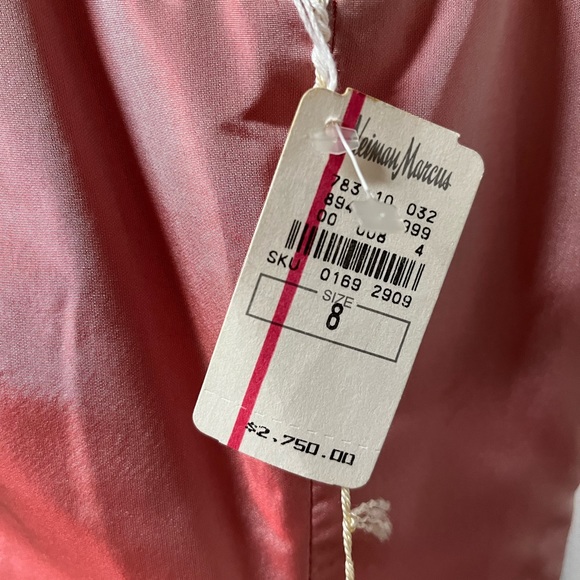 Badgley Mischka Y2K vintage 100% silk gown size 8 coral embellished floor length - Picture 8 of 16